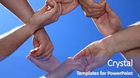  Presentation with peoples - Audience pleasing presentation theme consisting of human commonication - various peoples hands in front backdrop and a teal colored foreground