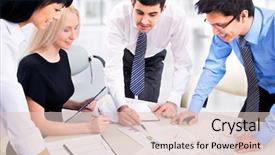  Presentation with team working together - Audience pleasing slide deck consisting of international organizations - business team working on their backdrop and a lemonade colored foreground