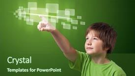  Presentation with high tech - PPT layouts featuring digital human - kid pressing high tech type background and a tawny brown colored foreground