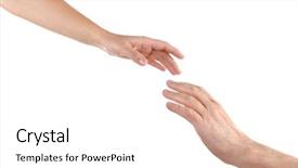  Presentation with helping hand - Audience pleasing presentation theme consisting of human connections - helping hand isolated on white backdrop and a white colored foreground
