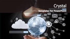  Presentation with network social media sns internet - Presentation theme consisting of human connections - holding virtual icon of social background and a  colored foreground