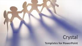  Presentation with doll paper - Presentation design featuring human connections - team of paper doll people background and a light gray colored foreground