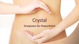 Presentation with slim belly - Beautiful presentation design featuring human digestion - naked healthy slim beautiful belly backdrop and a  colored foreground