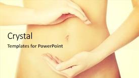  Presentation with slim belly - PPT theme enhanced with human digestion - naked healthy slim beautiful belly background and a  colored foreground