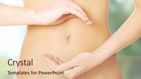  Presentation with slim belly - Cool new PPT theme with human digestion - naked healthy slim beautiful belly backdrop and a  colored foreground