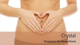  Presentation with heart hands - PPT layouts having human digestion - woman make heart with hands background and a  colored foreground