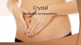  Presentation with human heart - Colorful presentation design enhanced with human digestion - woman make heart with hands backdrop and a coral colored foreground