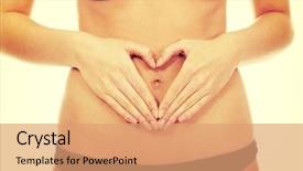  Presentation with hands heart - Amazing slide set having human digestion - woman make heart with hands backdrop and a coral colored foreground