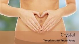  Presentation with hands heart - Slides featuring human digestion - woman make heart with hands background and a  colored foreground