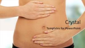 Presentation with being a single woman - Audience pleasing PPT layouts consisting of human digestion - young woman touching her belly backdrop and a coral colored foreground