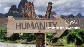 Presentation with humanity - Amazing slides having human dignity - humanity wooden sign backdrop and a coral colored foreground