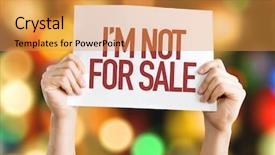  Presentation with background - Cool new presentation theme with human dignity - im not for sale placard backdrop and a gold colored foreground