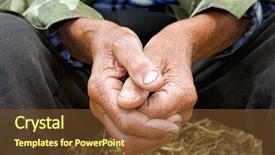  Presentation with old man - Presentation theme consisting of human dignity - old man s hand background and a tawny brown colored foreground