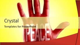  Presentation with dignity - Cool new PPT layouts with human dignity - peace written on hand backdrop and a white colored foreground