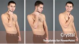  Presentation with grey - Slide set with human dignity - snapshots of model handsome man background and a  colored foreground