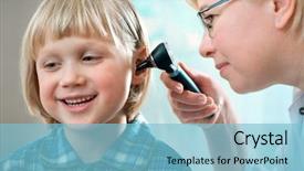  Presentation with human ear - Audience pleasing slides consisting of human ear - female doctor examining little child backdrop and a light blue colored foreground