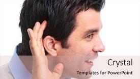  Presentation with isolated paw prints over white - Slide deck enhanced with human ear - handsome smiling man isolated background and a lemonade colored foreground