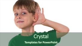  Presentation with ear - Colorful slide deck enhanced with human ear - young boy listening something backdrop and a ocean colored foreground