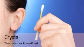  Presentation with human ear - Audience pleasing theme consisting of human ear and cotton swabs backdrop and a lemonade colored foreground