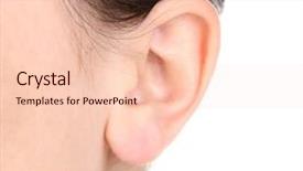  Presentation with ear - Presentation theme having human ear close-up isolated background and a lemonade colored foreground