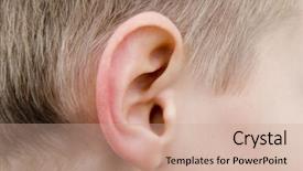  Presentation with human ear - Cool new PPT layouts with human ear backdrop and a coral colored foreground