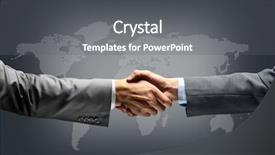  Presentation with peace treaty handshake map - Presentation having human earth - handshake with map background and a gray colored foreground