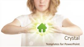  Presentation with green-house - Beautiful presentation theme featuring energy modelling system - hands creating a form backdrop and a lemonade colored foreground