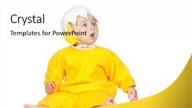  Presentation with baby chicken in poultry farm - Slides consisting of human egg shell - adorable baby girl with chicken background and a  colored foreground