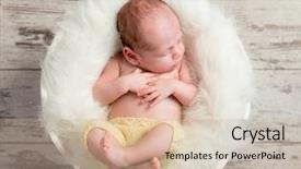  Presentation with baby - Cool new PPT theme with human egg shell - funny sleepy baby in round backdrop and a soft green colored foreground