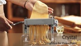  Presentation with human machine - Colorful PPT theme enhanced with human egg shell - man using pasta machine backdrop and a coral colored foreground