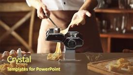  Presentation with pasta - Presentation theme with human egg shell - man using pasta machine background and a tawny brown colored foreground