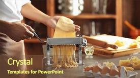  Presentation with man watching woman preparing vegetables - Colorful PPT theme enhanced with human egg shell - man using pasta machine backdrop and a tawny brown colored foreground