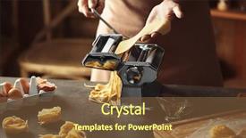  Presentation with machine - Presentation theme having human egg shell - man using pasta machine background and a tawny brown colored foreground