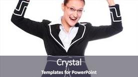  Presentation with happy barber client - Slides enhanced with human emotion - happy attractive businesswoman background and a  colored foreground