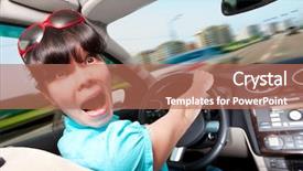  Presentation with wheel - Colorful PPT theme enhanced with human emotion - women at the wheel backdrop and a coral colored foreground