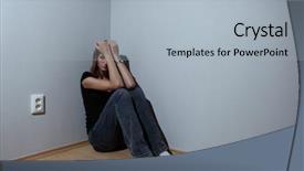  Presentation with depression - Presentation theme featuring human emotion - young woman suffering from severe background and a light gray colored foreground