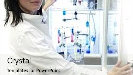  Presentation with freezer - Amazing presentation theme having human experimentation - portrait of a female researcher backdrop and a sky blue colored foreground