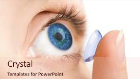  Presentation with contact lens - Colorful PPT theme enhanced with beautiful human eye and contact backdrop and a lemonade colored foreground