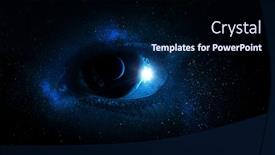  Presentation with human eye - Presentation consisting of human-eye-and-space-elements background and a navy blue colored foreground