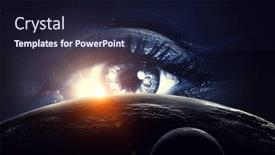  Presentation with human eye - Slide set enhanced with human-eye-and-space-elements background and a wine colored foreground