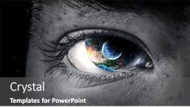  Presentation with human eye - Presentation theme consisting of human-eye-and-space-elements background and a gray colored foreground