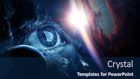  Presentation with human eye - Presentation theme featuring human-eye-and-space-elements background and a ocean colored foreground
