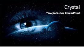  Presentation with human eye - Theme featuring human-eye-and-space-elements background and a black colored foreground