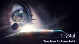  Presentation with human eye - Presentation having human-eye-and-space-elements background and a wine colored foreground
