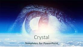  Presentation with human eye - Audience pleasing presentation theme consisting of human-eye-and-space-elements backdrop and a sky blue colored foreground