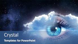  Presentation with human eye - Beautiful PPT theme featuring human-eye-and-space-elements backdrop and a ocean colored foreground