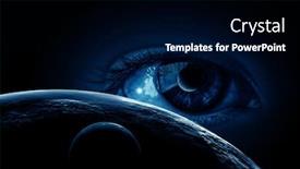  Presentation with human eye - Colorful PPT layouts enhanced with human-eye-and-space-elements backdrop and a black colored foreground