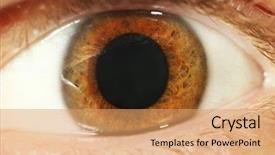  Presentation with human eye - Beautiful theme featuring human eye close-up backdrop and a coral colored foreground