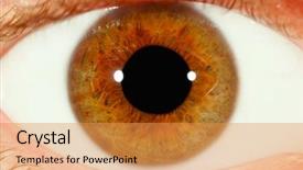  Presentation with human eye - Cool new presentation theme with human eye close-up backdrop and a gold colored foreground