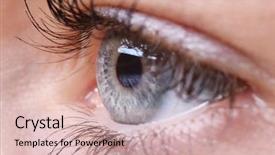  Presentation with human eye - Beautiful slides featuring human eye close-up backdrop and a soft green colored foreground